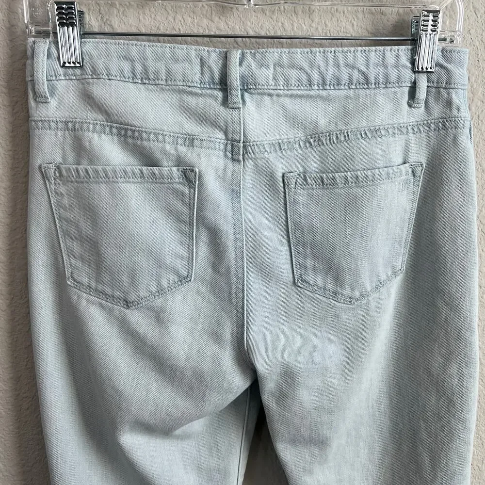 Tractr Distressed Skinny Leg Jeans Girl's 14 Light Wash Mid Rise Stretch Raw Hem